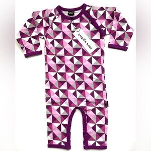 Geometric Purple Baby One Piece by European designer Graphic. NEW 9-12m